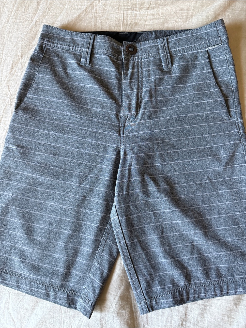 Volcom Youth Gray Striped Casual Shorts